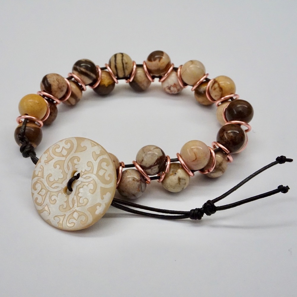 Handmade Beaded Button Bracelet